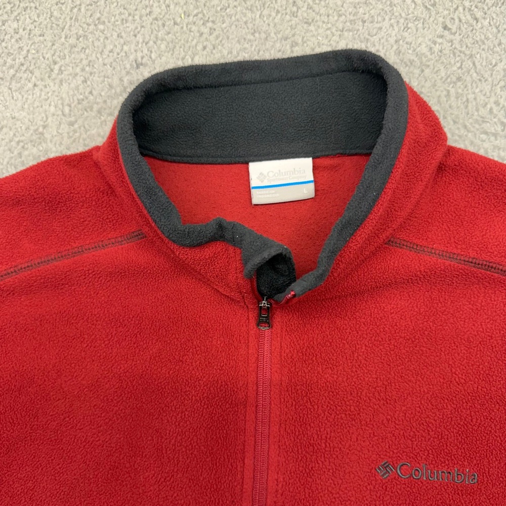 Columbia AM6558 Mens Large Red/Blk Polyester Fleece Quarter Zip Pullover 1352471 - Picture 11 of 13